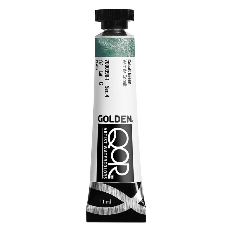 GOLDEN QoR Artist Watercolors, Cobalt Green, 11 ml Tube, Professional Watercolor Paint, Semi-Opaque - Image 1